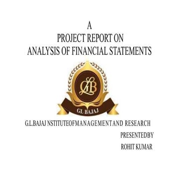 Project Report on Financial Analysis by Nirbhay Kumar, MBA - 3rd Sem ...