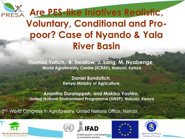 Thomas Yatich - PRESA presentation, World Congress of Agroforestry August 2009