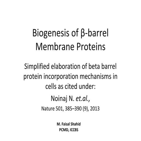 Molecular and Structural Mechanism for Beta Barrel Proteins ...