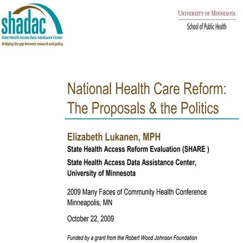 National Health Care Reform: The Proposals and the Politics