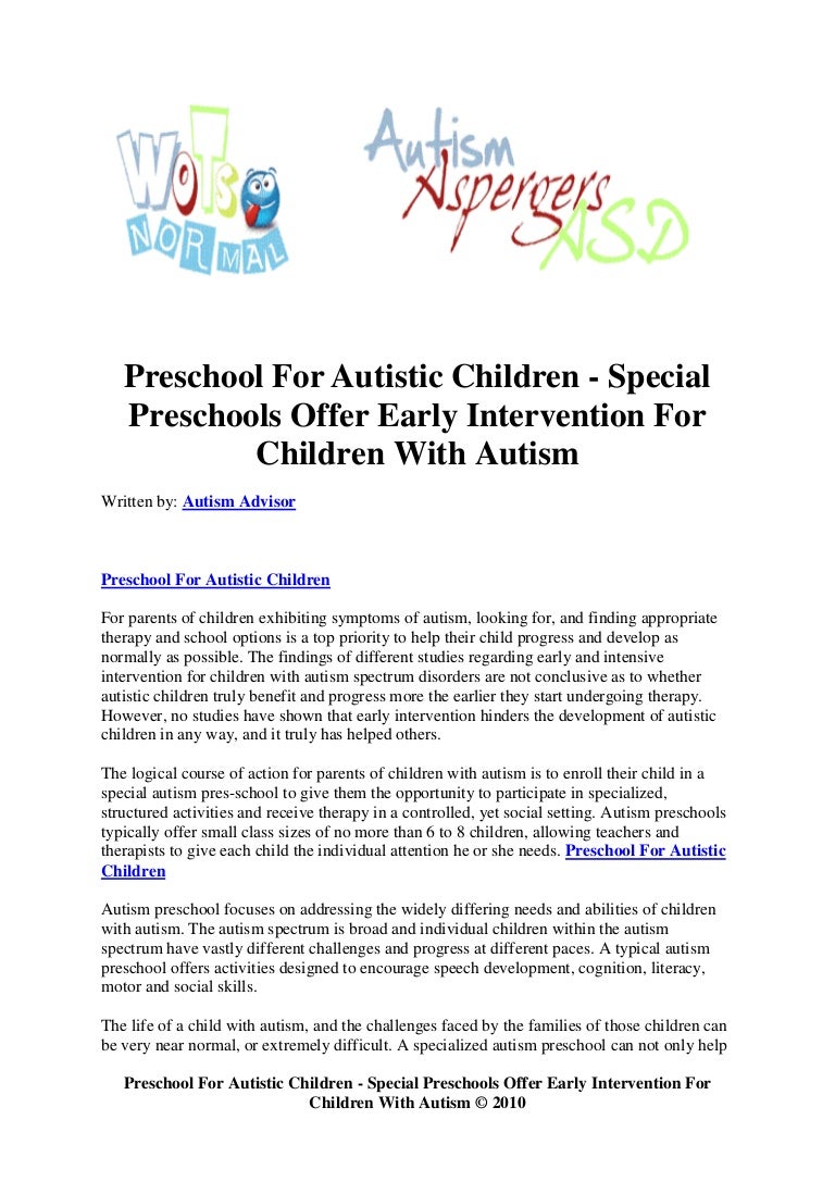 Preschool for autistic children special preschools offer early inte…