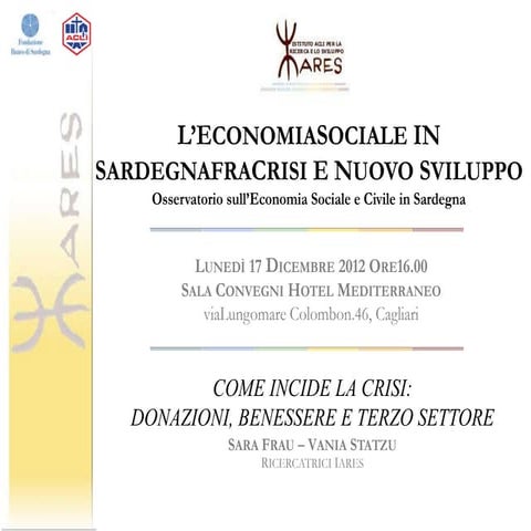 L'Economia Sociale in Sardegna fra crisi e nuovo sviluppo