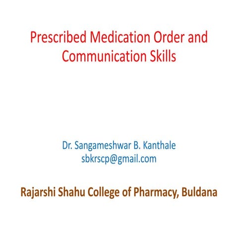 Prescribed Medication Order and Communication Skills.pptx