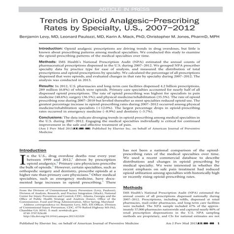 Prescribing by specialty