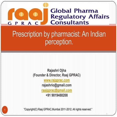 Why Pharmacist is not allowed for Prescription drug, a thought