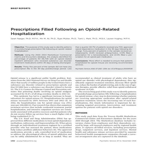 Prescriptions filled following an opioid-related hospitalization.