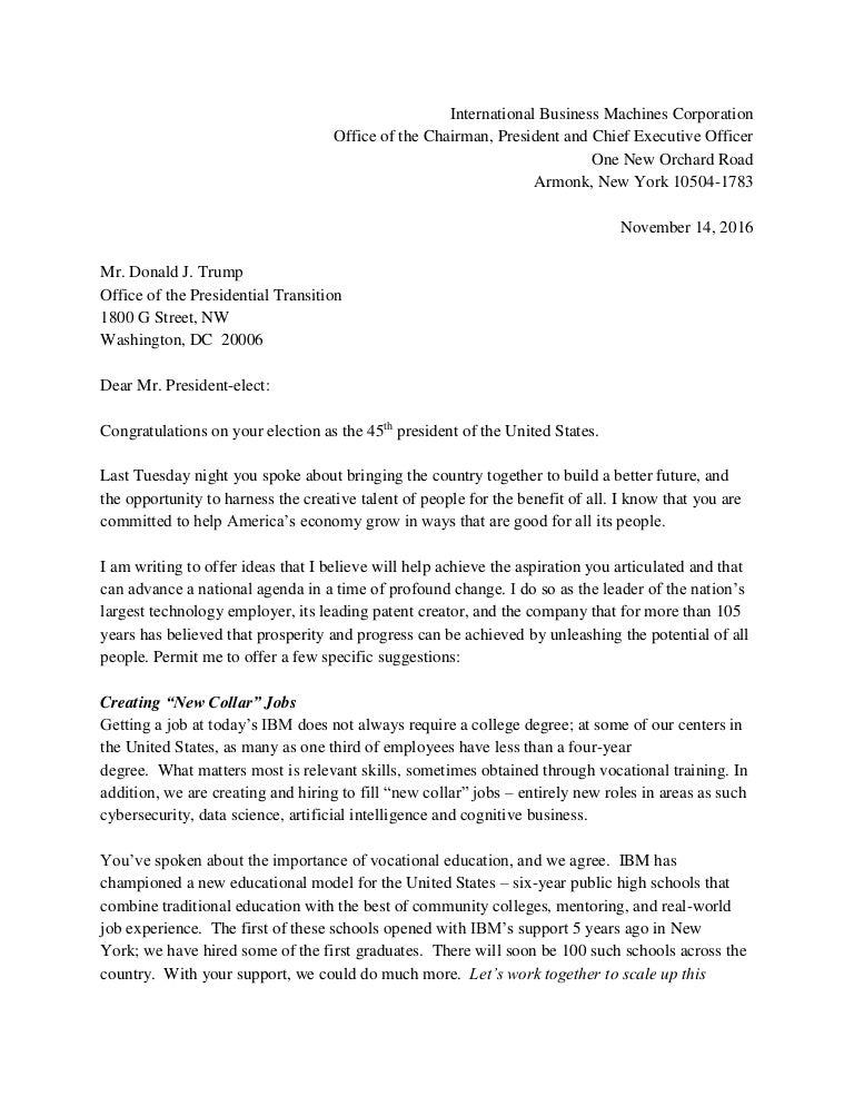 IBM letter to Trump