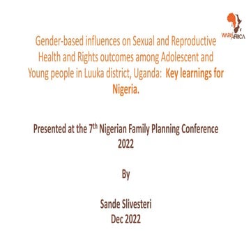 Adolescent sexual reproductive health in Nigeria | PDF