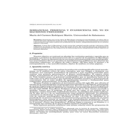 Presencia y ausencia del yo en Macedonio Fernández