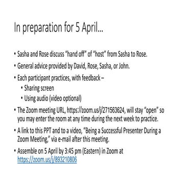 In Preparation for 5 April UCWHRE Meeting