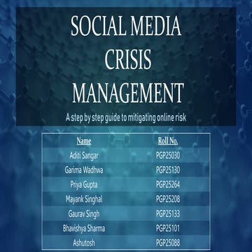 Social Media Crisis Management and how to deal with it.