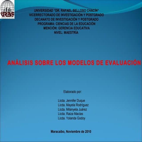 ANÁLISIS SOBRE LOS MODELOS DE EVALUACIÓN 