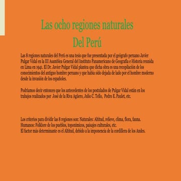 Las ocho regiones naturales del Perú