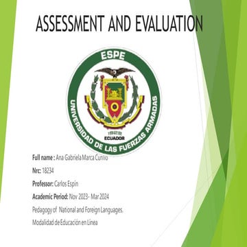 ASSESSMENT AND EVALUATION