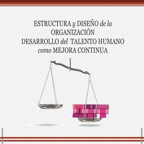 ESTRUCTURA y DISEÑO de la ORGANIZACIÓN DESARROLLO del  TALENTO HUMANO como ME...