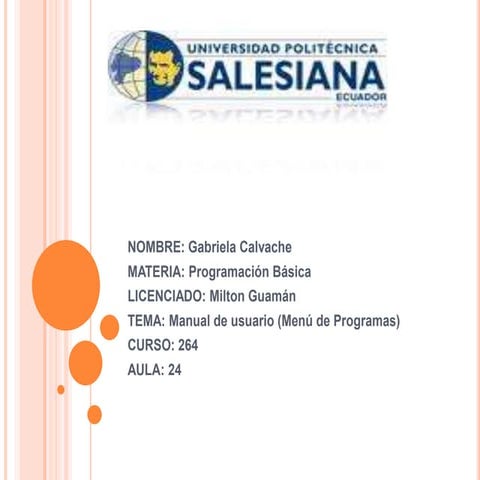 MENU DE PROGRAMACION EN VISUAL BASIC | PPTX