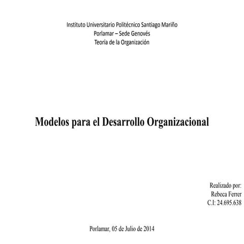 Modelos para el Desarrollo Organizacional | PPT