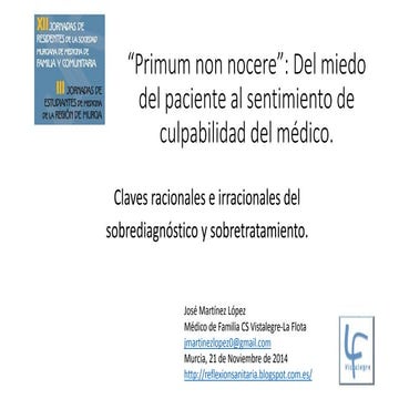 Primero no dañar. Sobrediagnóstico