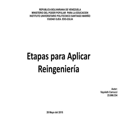 Etapas para aplicar Reingenería