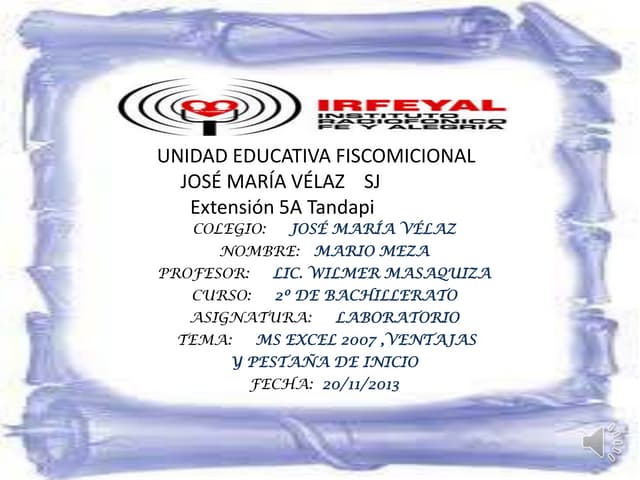 MS EXCEL 2007 VENTAJAS PESTAÑAS DE ...