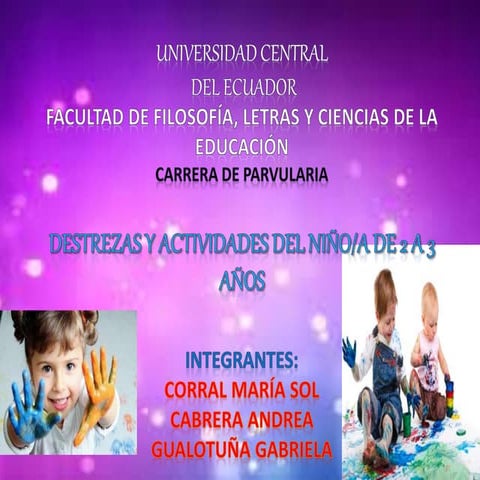 Destrezas y Actividades de niños 2 a 3 años