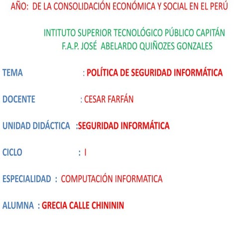 POLITICA DE SEGURIDAD INFORMATICA