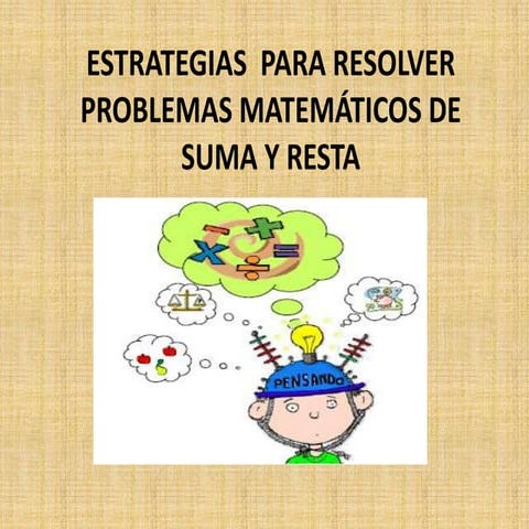 Presentación 3 estrategias  para resolver problemas matemáticos de suma y