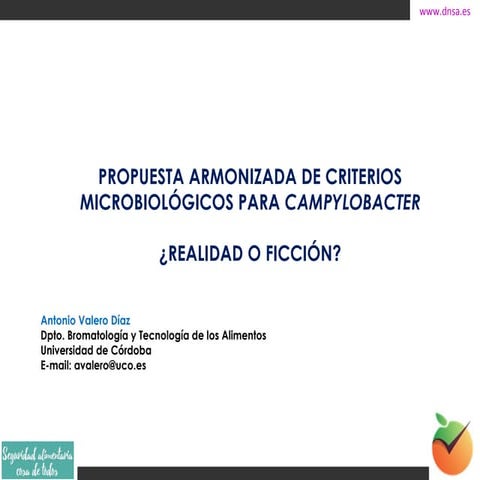 Propuesta Armonizada de Criterios Microbiológicos para Campylobacter. Antonio...