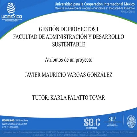 Presentación atributos de un proyecto