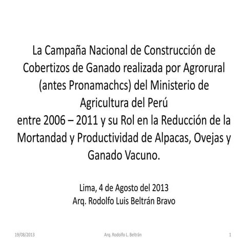 Cobertizos de Alpacas/Animal Shelters in the Highlands of Perú : Su rol en la...