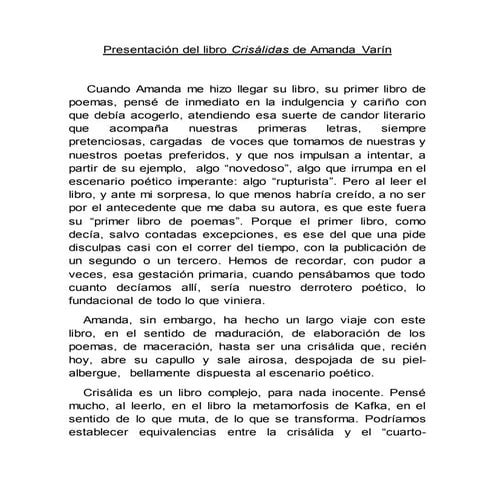 Alejandra Ziebrecht, presentación del libro Crisálidas, Amanda Varín.