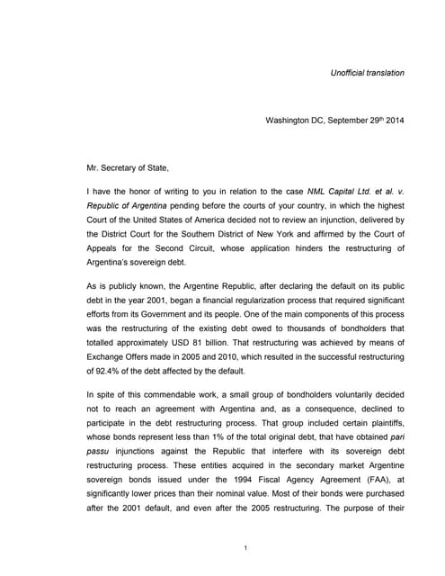 Presentación de la Cancillería Arge...