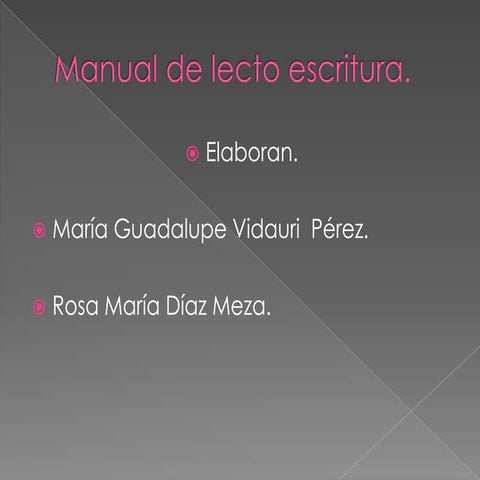Presentación del manual de lecto escritura