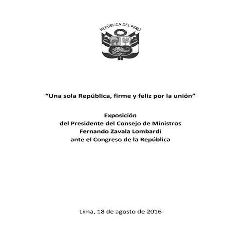 Presentación de primer ministro ante el congreso.18.08.16