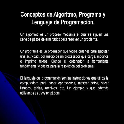 Presentación de programación (conceptos y ejercicios)