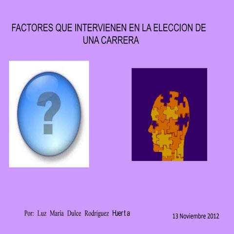 Presentación factores que intervienen en la eleccion de una carrera | PPTX