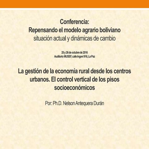 La gestión de la economía rural desde los centros urbanos