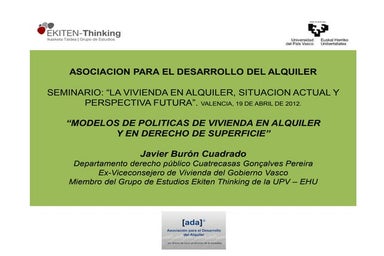 ADA VALENCIA: POLITICAS DE VIVIENDA EN ALQUILER Y DERECHO DE SUPERFICIE