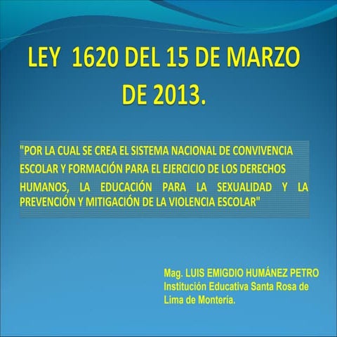 Presentación ley 1620 del 15 de marzo de 2013 | PPT
