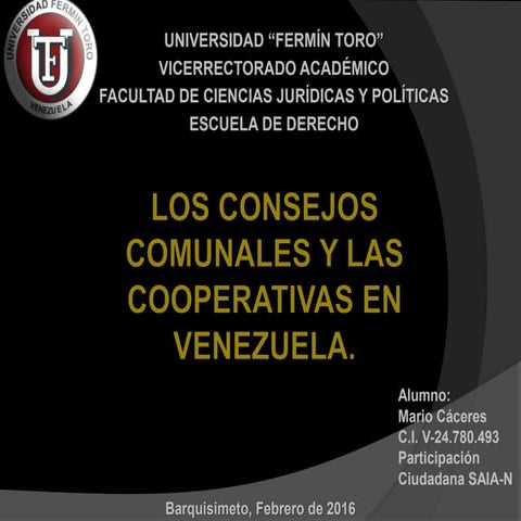 Presentación: Los consejos comunales y cooperativas en Venezuela