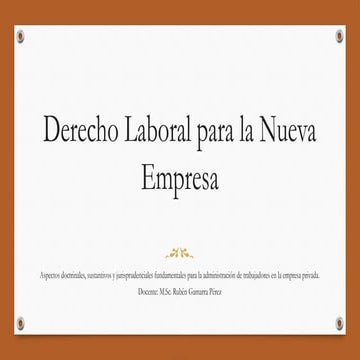 Derecho Laboral para la Nueva Empresa: Principios y Contratos Laborales ...