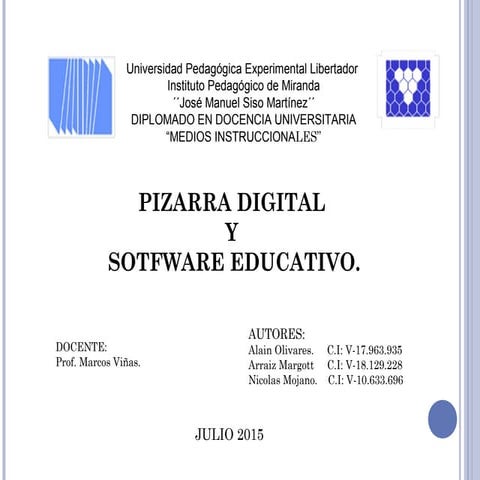 Presentación pizarra digital y software educativo
