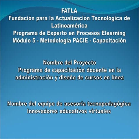 Presentación planificación del proyecto