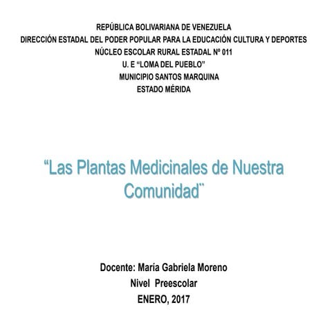 Conociendo las Plantas Medicinales de mi Comunidad