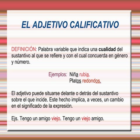 Presentación power point el adjetivo 1º eso