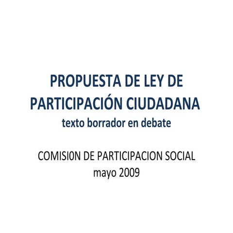 PresentacióN Preliminar De La Ley De ParticipacióN