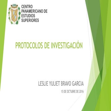 Presentación de protocolo de investigación | PPTX