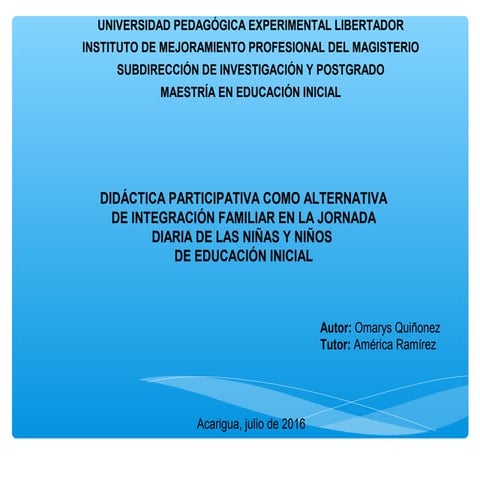 PARTICIPACION DE PADRES Y REPRESENTANTES EN EL PROCESO EDUCATIVO DE SUS ...