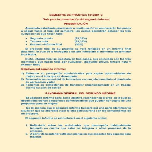 Guía para estructurar segundo informe