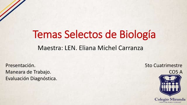 Presentación de la materia T.S de Biología.